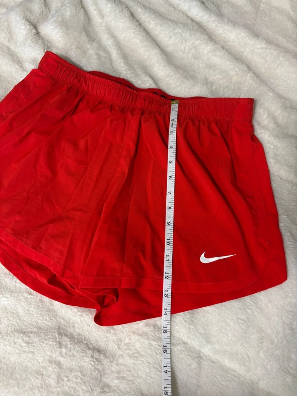 Nike Women's Red Athletic Running Shorts with White Swoosh - Picture 5 of 5